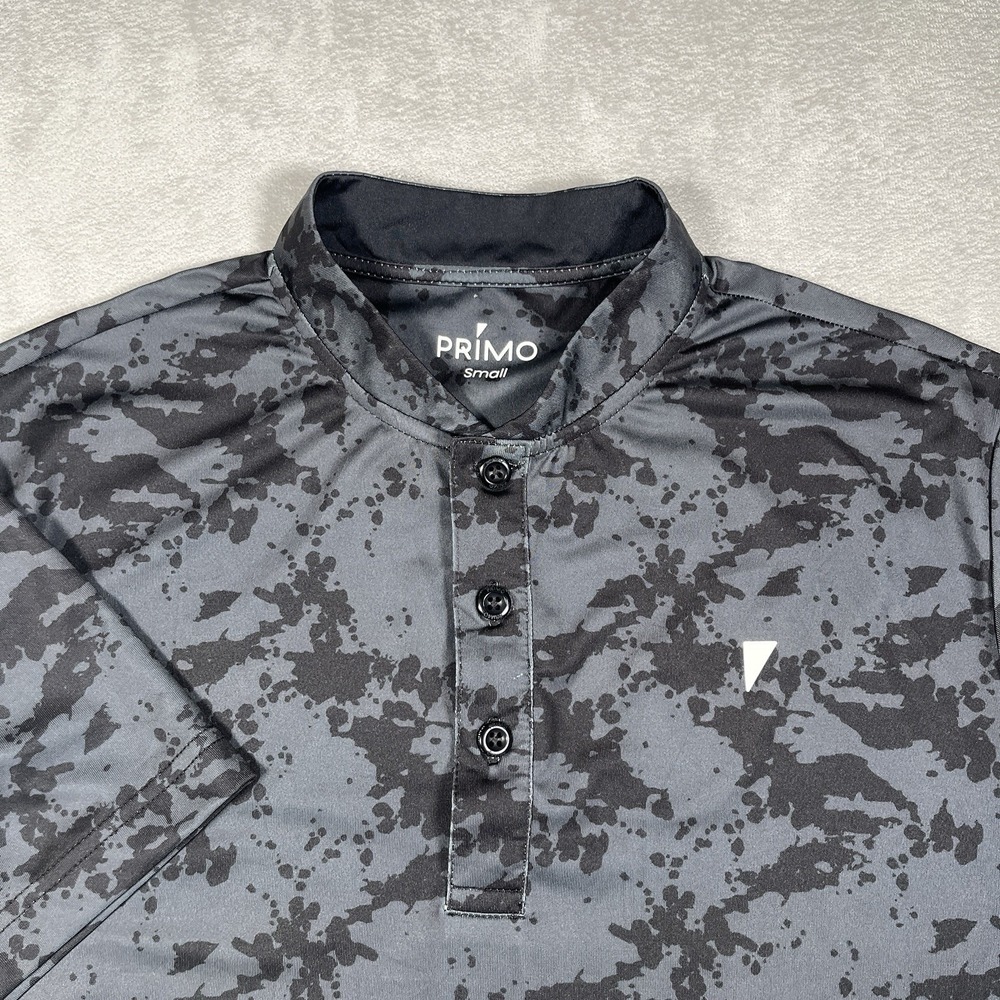 Primo Band Collar Golf Polo Shirt Men S Black Camo Performance Stretch